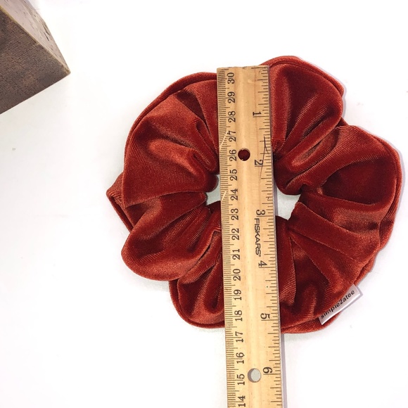 Rust Stretch Velvet Hair Scrunchie Hair Accessory - Picture 6 of 12